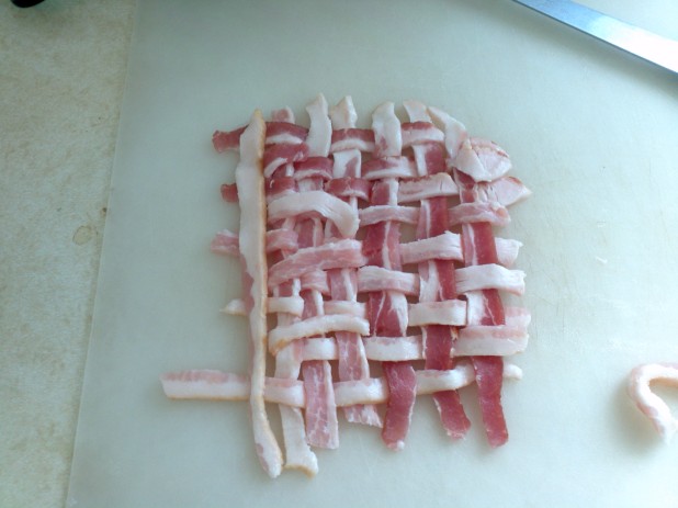 Beginning of bacon weave