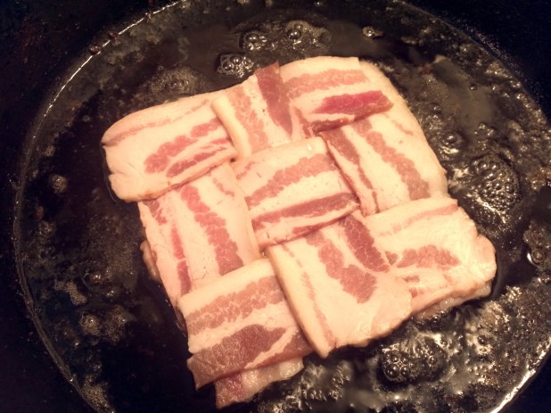 Bacon weave in skillet