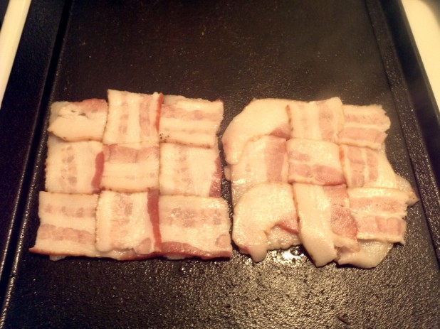 Bacon weave on griddle