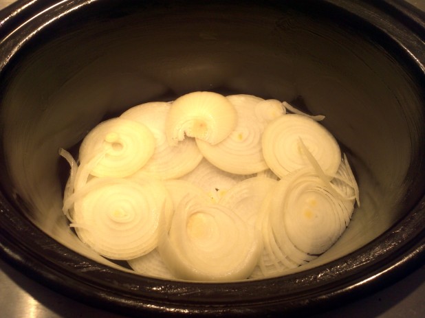 Onion slices in Crockpot