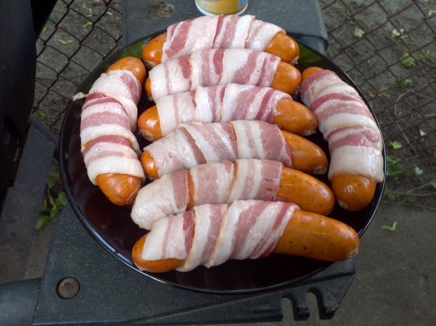 Bacon Wrapped Brats