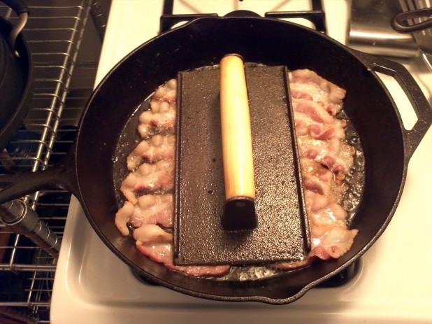 Frying bacon