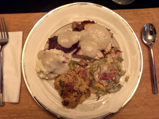 Thanksgiving plate with Keto Giblet Gravy