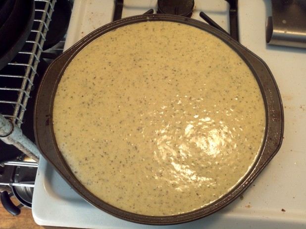 Pizza batter in pan