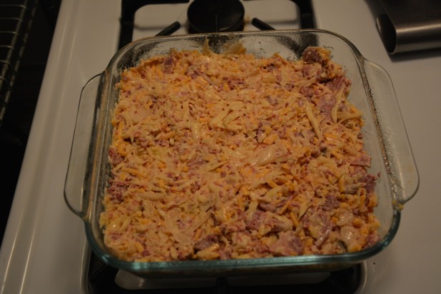 Reuben Casserole Ready for the Oven