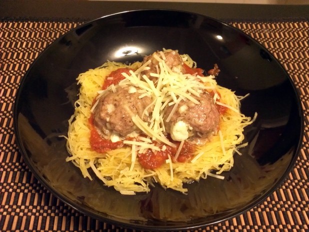 Spaghetti Squash and Stuffed Meatballs