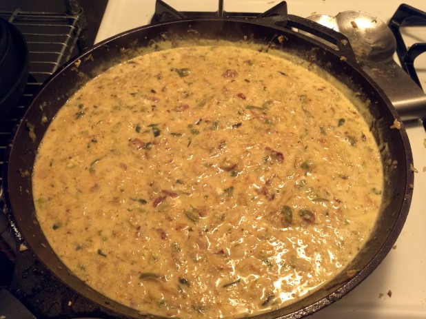 Cast Iron Skillet Frittata Ready for the Oven