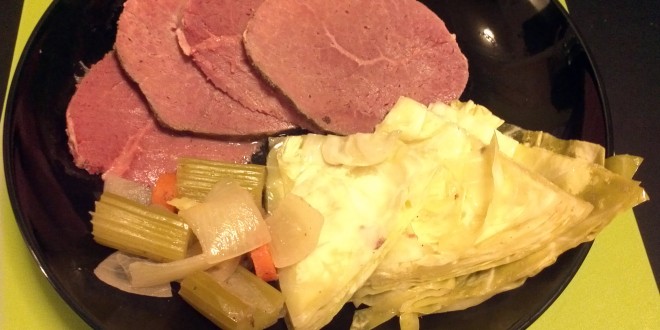 Finished Corned Beef and Cabbage