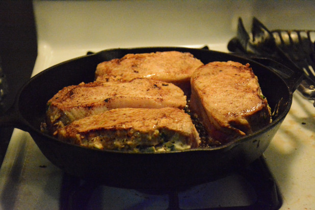 Seared pork chops