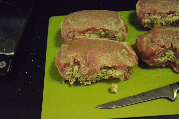 Stuffed Pork Chops with Toothpicks