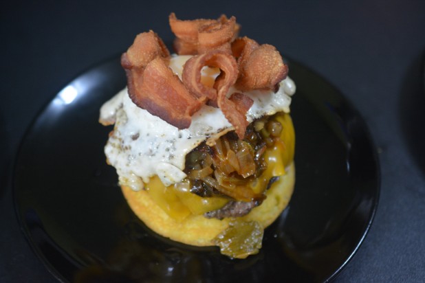 Fried Bacon on Hamburger