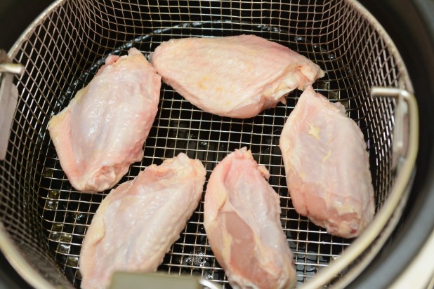 Chicken Wings in Fryer Basket