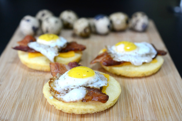 Open Faced Quail Egg Sandwich