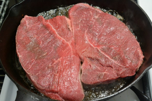Steaks in Cast Iron Skillet