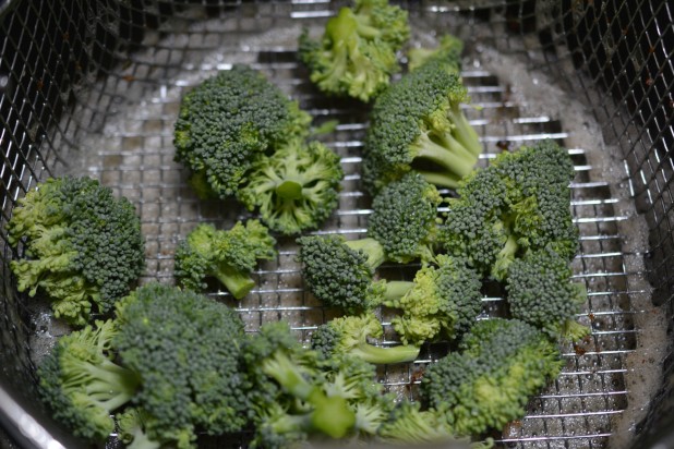 Broccoli Florets in Fryer