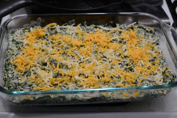 Cheese on top of Spinach Crap