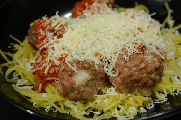 Dinner Version of Spaghetti Squash with Meatballs