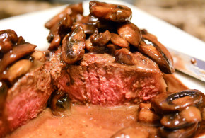 Steak with Mushroom Port Sauce