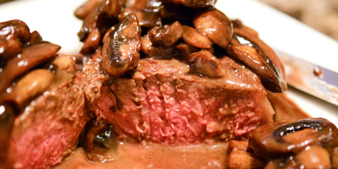 Steak with Mushroom Port Sauce
