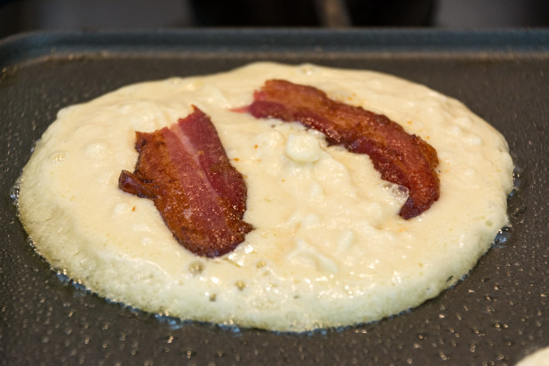Bacon Keto Pancake on Griddle