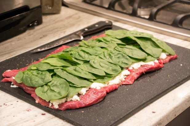 Spinach on Flank Steak