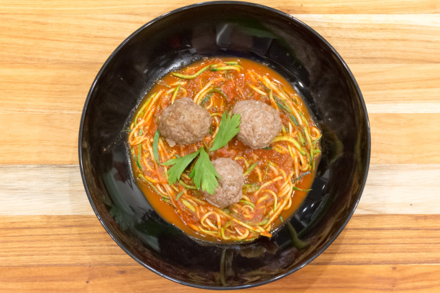 Zoodles with Lamb Meatballs