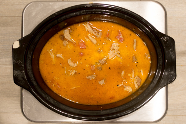 Finished Crockpot Chorizo and Chicken Soup